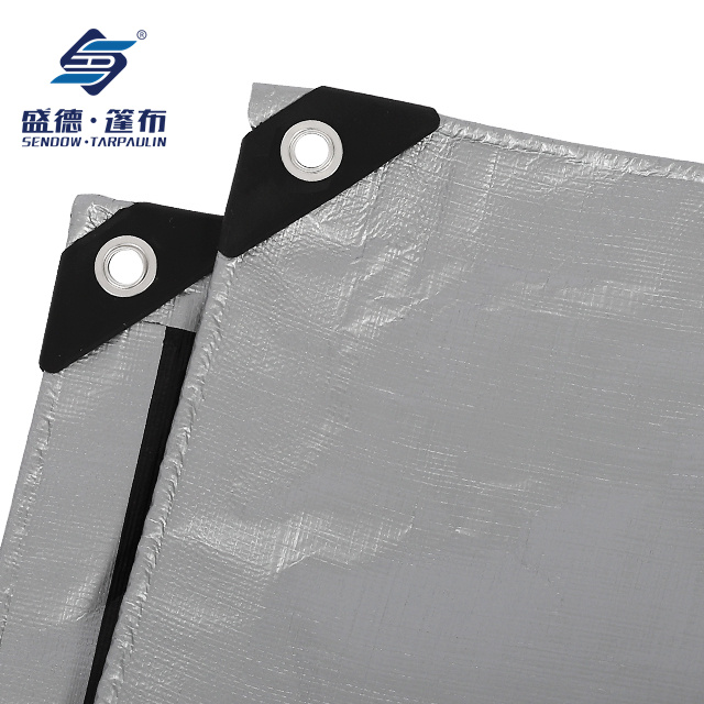 Bâche robuste 10x12 pieds argent/noir, couverture de bâche en Poly épaisse et imperméable polyvalente 10mil