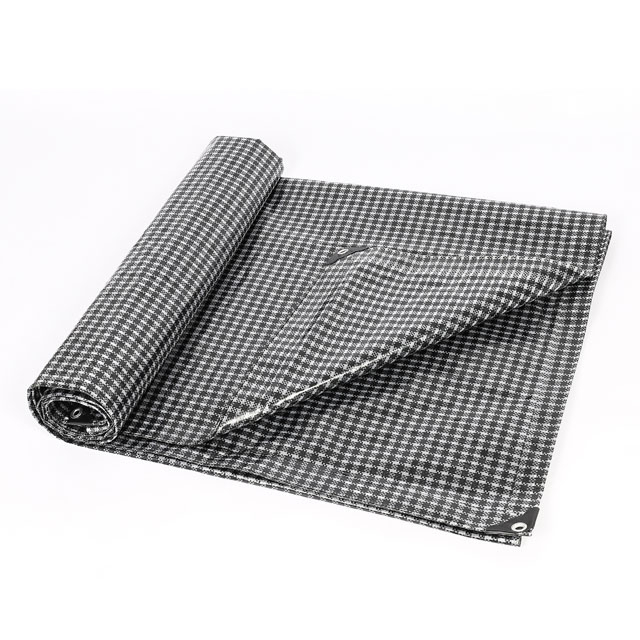 Bâches promotionnelles de PE de grille noire et blanche de bâches de protection solaire